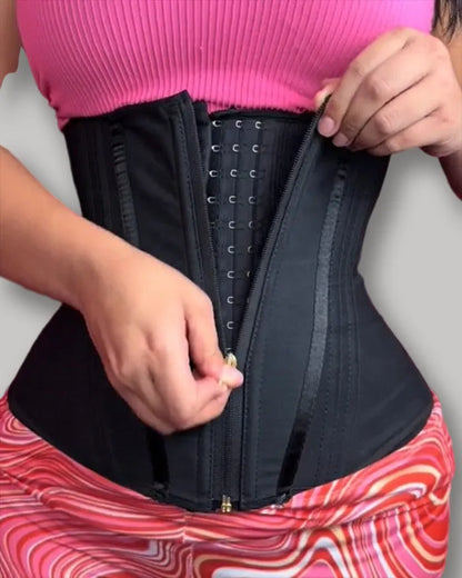 CurvyFaja - Sleeveless Shaping Top with Waist Trainer Effect, Front Zipper & Button Closure